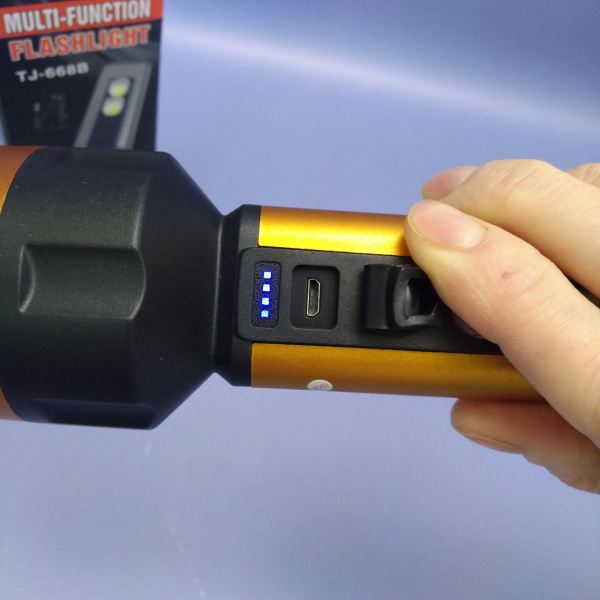 Фонарь аккумуляторный Multifunction Flashlight TJ-668А / 4 режима, LED+СОВ, USB-зарядка